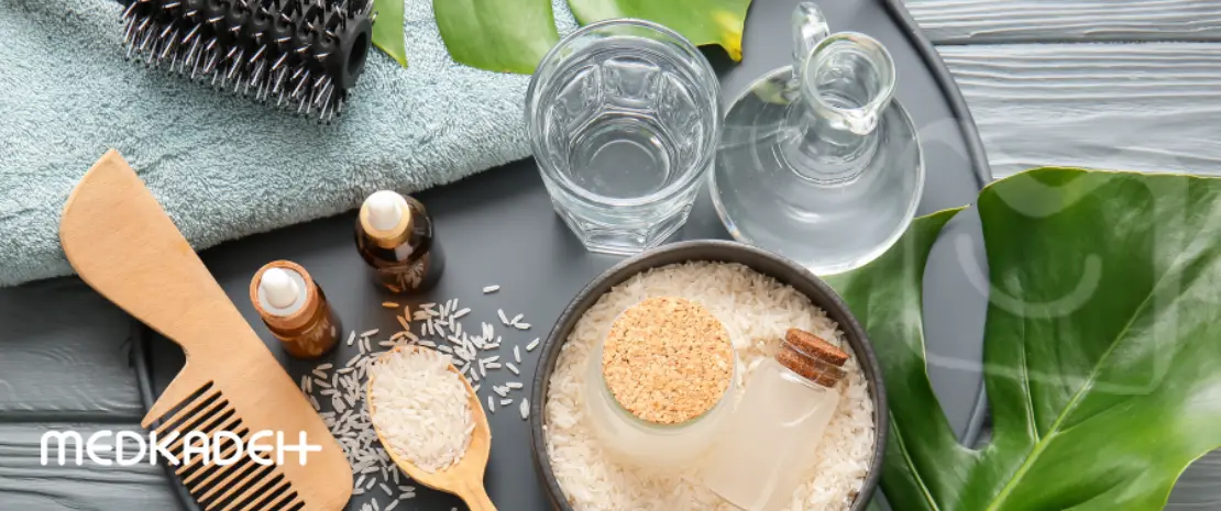 فواید آب برنج برای مو